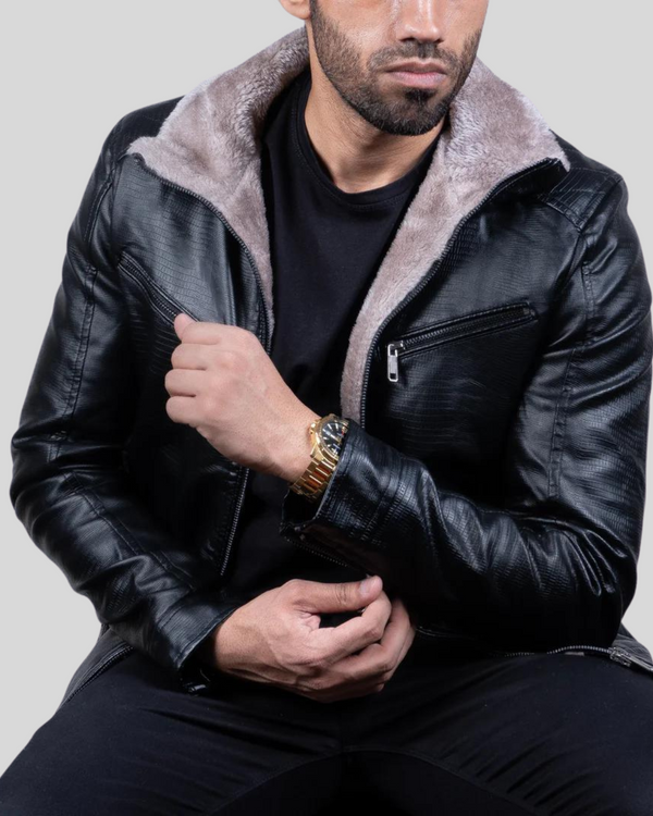 Chaqueta de Cuero Afelpada para Hombres