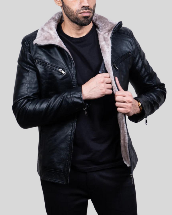 Chaqueta de Cuero Afelpada para Hombres